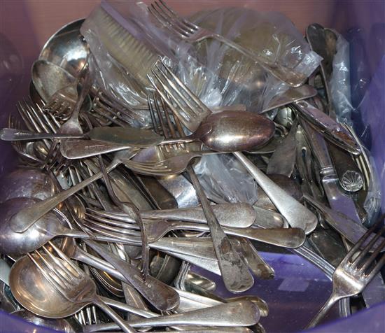 A quantity of Victorian and later silver-plated flatware